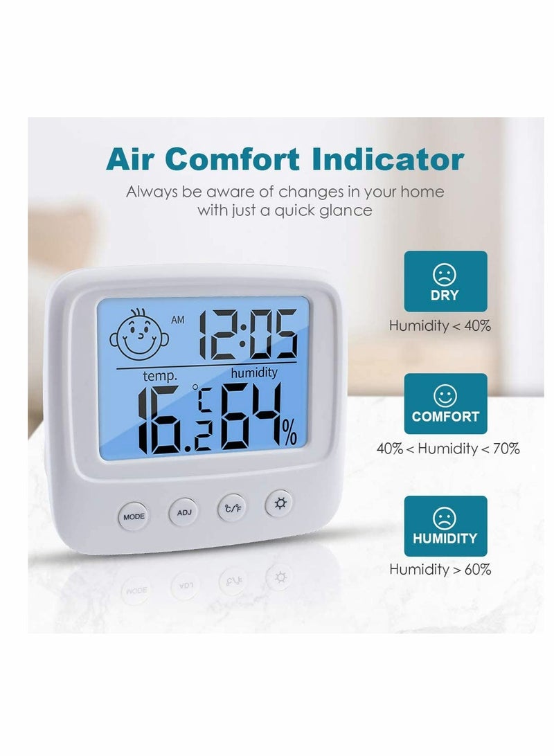 Digital Indoor Thermometer and Hygrometer with Clock | Fast Refresh, Backlight, and Accurate Humidity & Temperature Measurement for Home, Office, Bedroom, and Greenhouse Use - Image 2