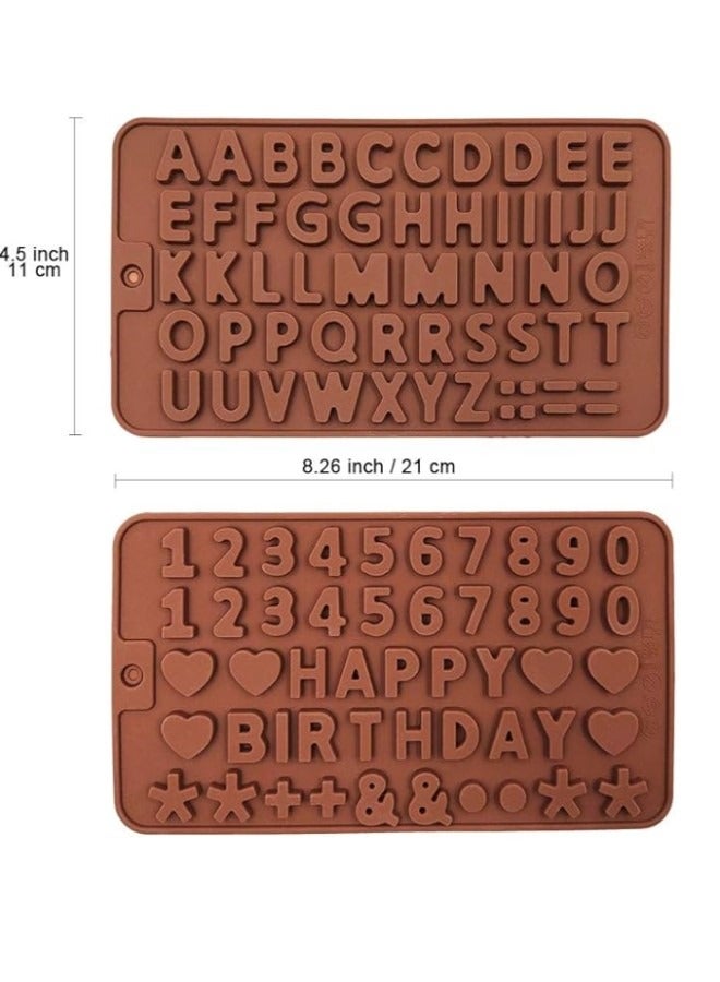 Silicone Letter Mold, Alphabet Number Chocolate Candy Molds Trays Set of 2,Happy Birthday Cake  - Image 1