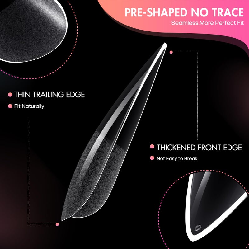 Ranrose Long Almond Nail Tips: 240pcs Nail Tips Full Cover False Nail 12 Sizes Half Matte Pre-shape Acrylic Almond Shaped Press On Nail Tips DIY Nail Salon - Image 5