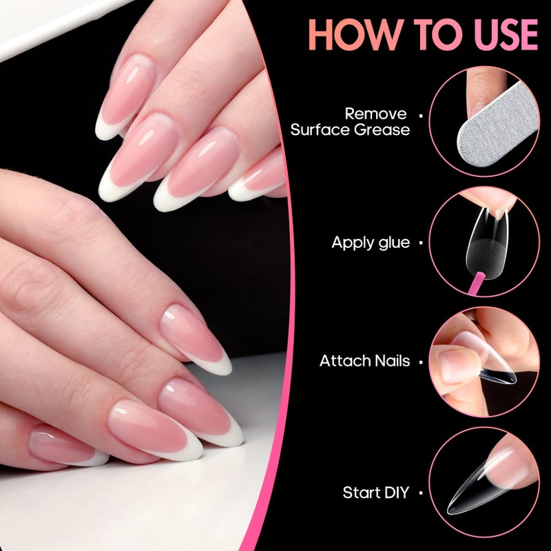 Ranrose Long Almond Nail Tips: 240pcs Nail Tips Full Cover False Nail 12 Sizes Half Matte Pre-shape Acrylic Almond Shaped Press On Nail Tips DIY Nail Salon - Image 4