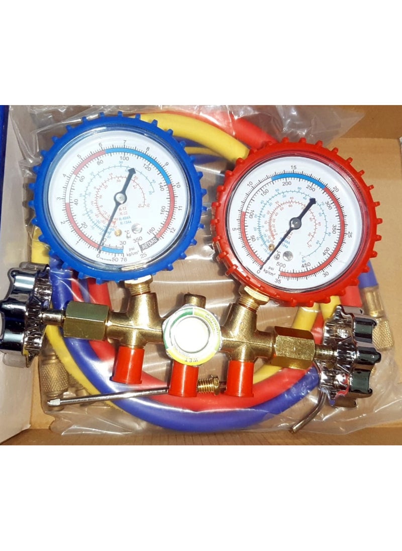 Generic - 3 Way AC Diagnostic Manifold Gauge Set for Freon Charging Fits R22 R12 R-404A R-134a Refrigeration Manifold Gauge Air - Image 1