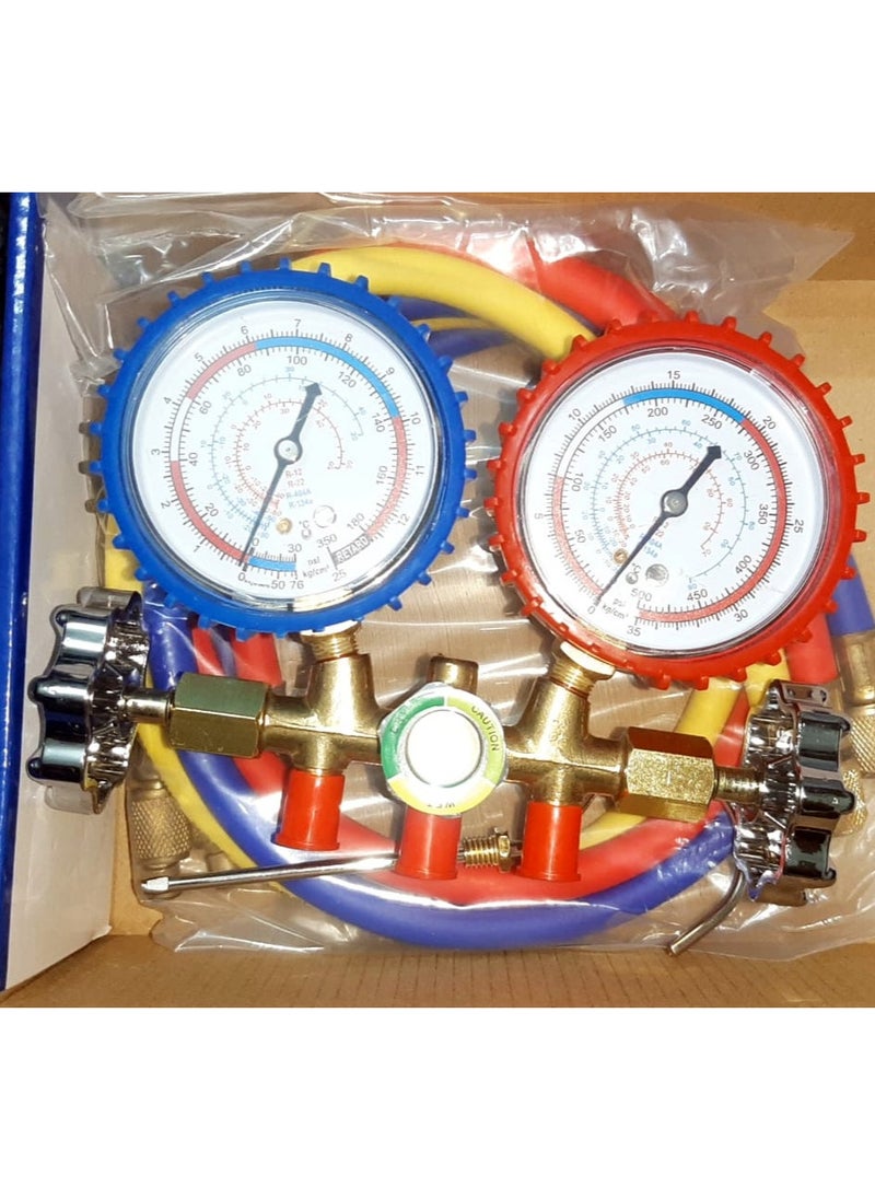 Generic - 3 Way AC Diagnostic Manifold Gauge Set for Freon Charging Fits R22 R12 R-404A R-134a Refrigeration Manifold Gauge Air - Image 1