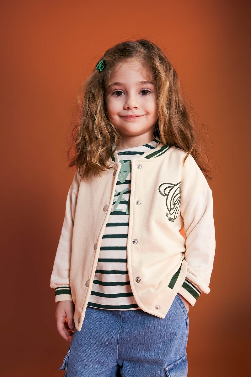 DeFacto Baby Girl Printed Crew Neck Cardigan - Image 1