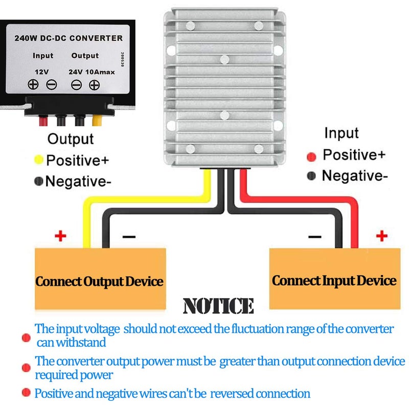 SUPERNIGHT محول DC 12V إلى 24V 10A 240W مع فيوز مقاوم للماء لوحدة تنظيم الجهد لمركبة الجولف وكار كلوب وإضاءة شريط LED - Image 4