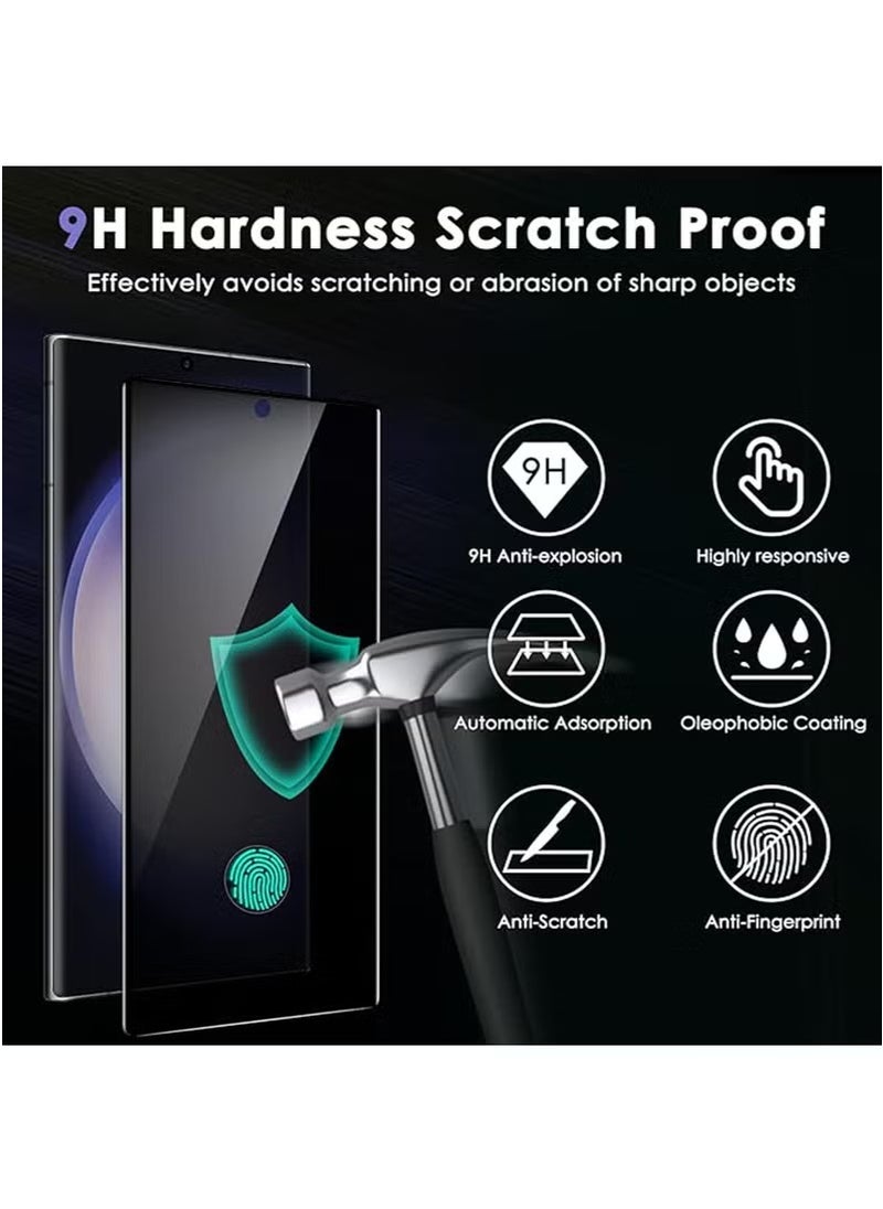 ماركة غير محددة [عبوة من قطعتين] واقي شاشة الخصوصية لهاتف Samsung Galaxy S24 Ultra، يدعم فتح بصمة الإصبع، واقي شاشة من الزجاج المقوى بصلابة 9H، جراب مضاد للخدش ومضاد للسقوط  - Image 3