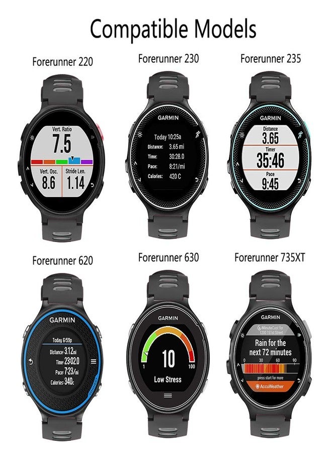 ISABAKE Compatible Forerunner 735XT Band Soft Silicone Sport Watch Strap Wristbands for Forerunner 220 230 235 620 630 Approach S20 S5 S6(Black/Gray) - Image 3
