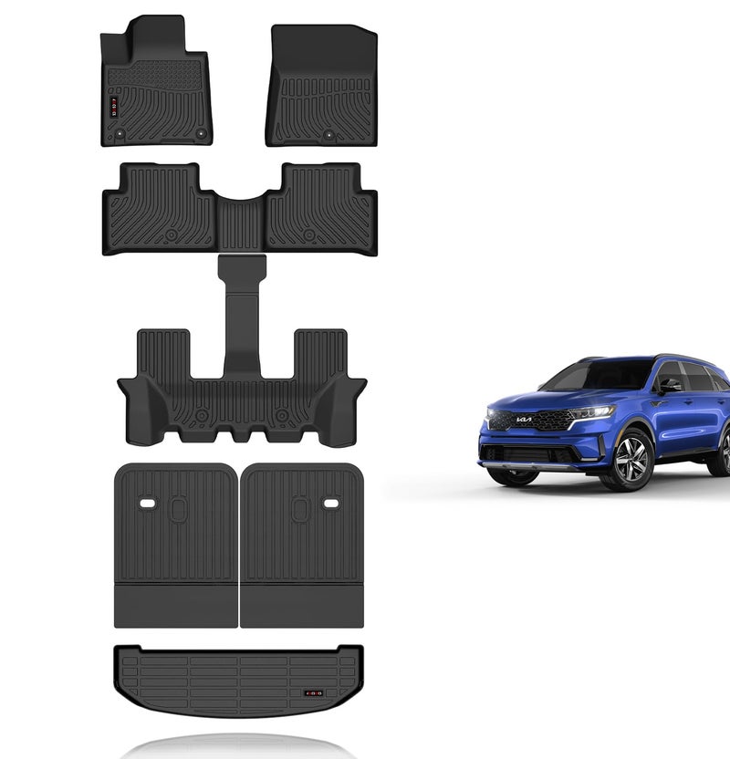 KELCSEECS Floor Mats Backrest Mats Cargo Liner for 2021 2022 2023 2024 2025 2026 Kia SorentoNot for Hybrid Car Mats Trunk Liner Trunk Mat Kia Sorento Floor Mats Cargo Mat Accessories