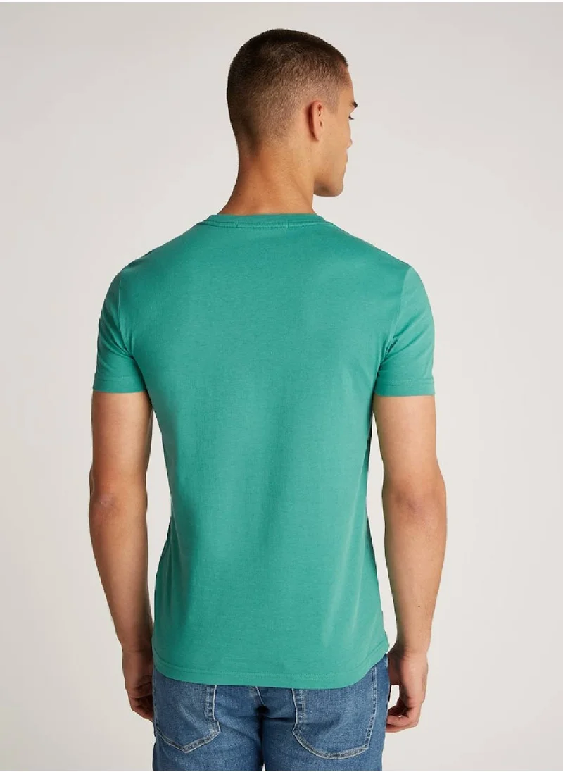 Calvin Klein Jeans Men's Outline Monologo Short Sleeve T-Shirt - Cotton, Green