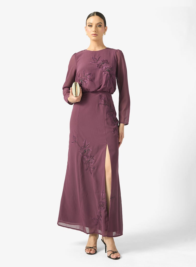Maya Embroidered Detail Long Sleeve Maxi Dress - Image 4