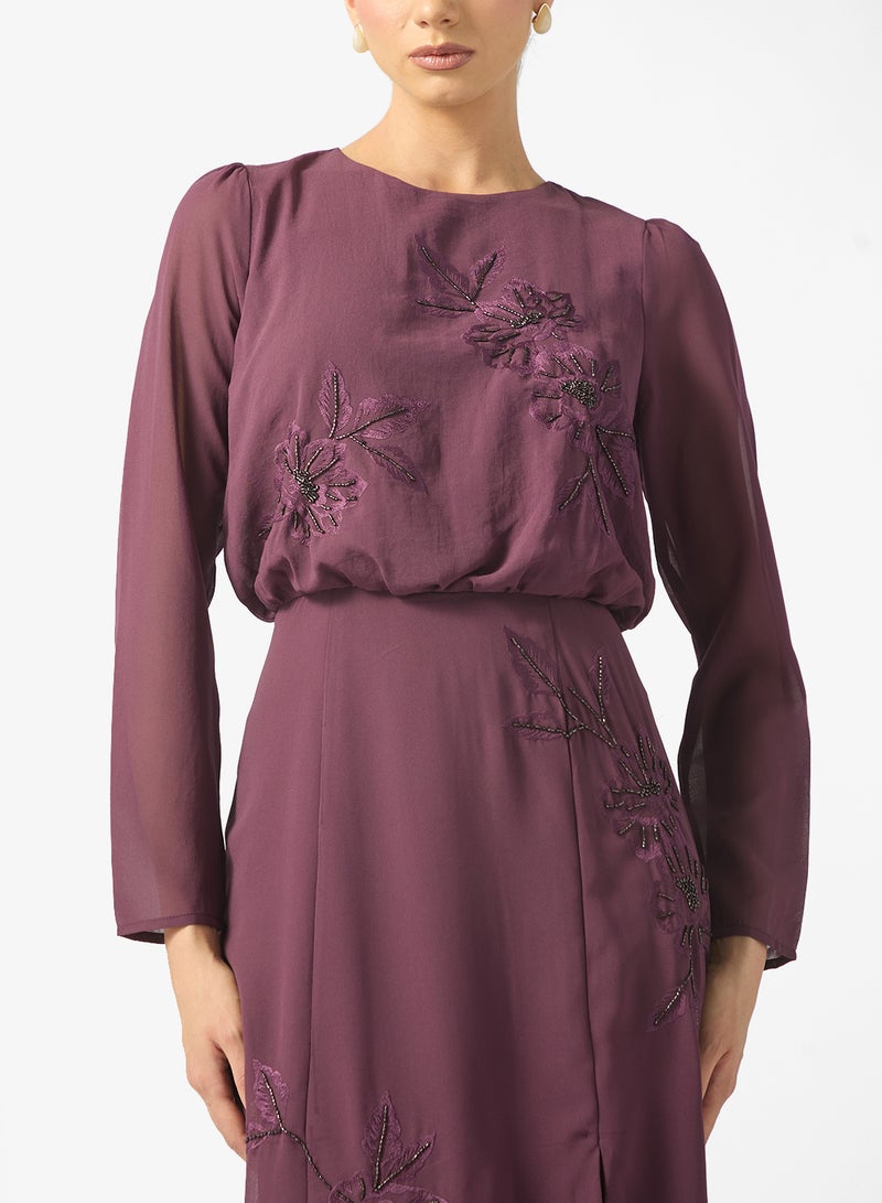 Maya Embroidered Detail Long Sleeve Maxi Dress - Image 3