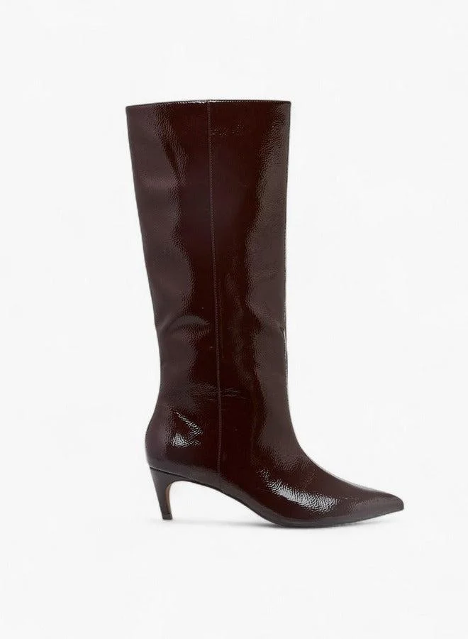 Celeste Women's Solid High Shaft Boots with Zip Closure and Stiletto Heels