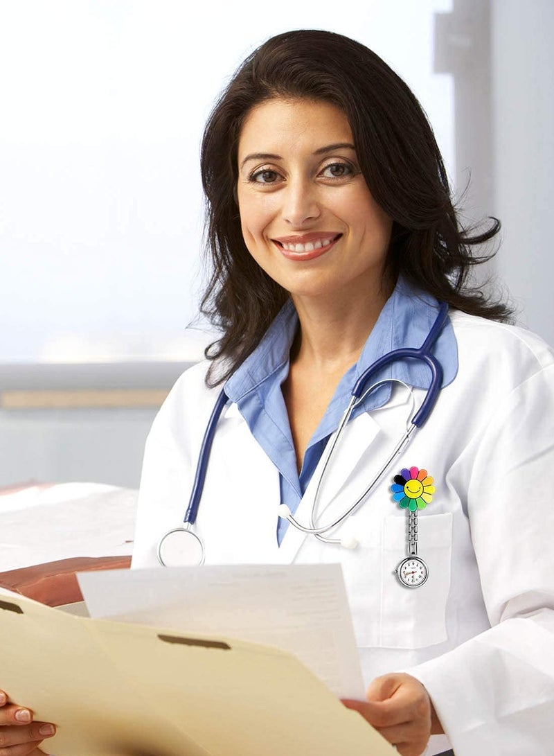 SYOSI Nurse Fob Watch, Hanging Doctor Pocket Watch with Fixed Clip Pin Brooch for Women Doctor Nurse Paramedic Sunflower 3 Pieces - Image 2