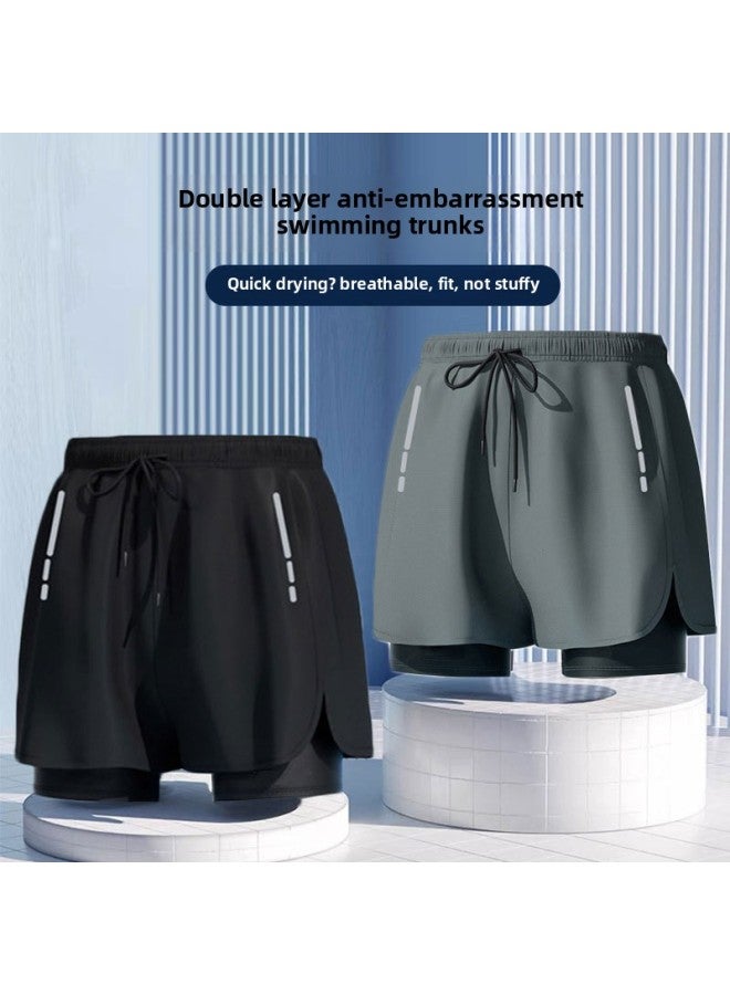 Loquat Herun Swimming Trunks Men's 2023 Anti-embarrassment Boys Plus Size Swimming Equipment Full Set Hot Spring Beach Swimming Trunks-Color:Yellow- - Image 2