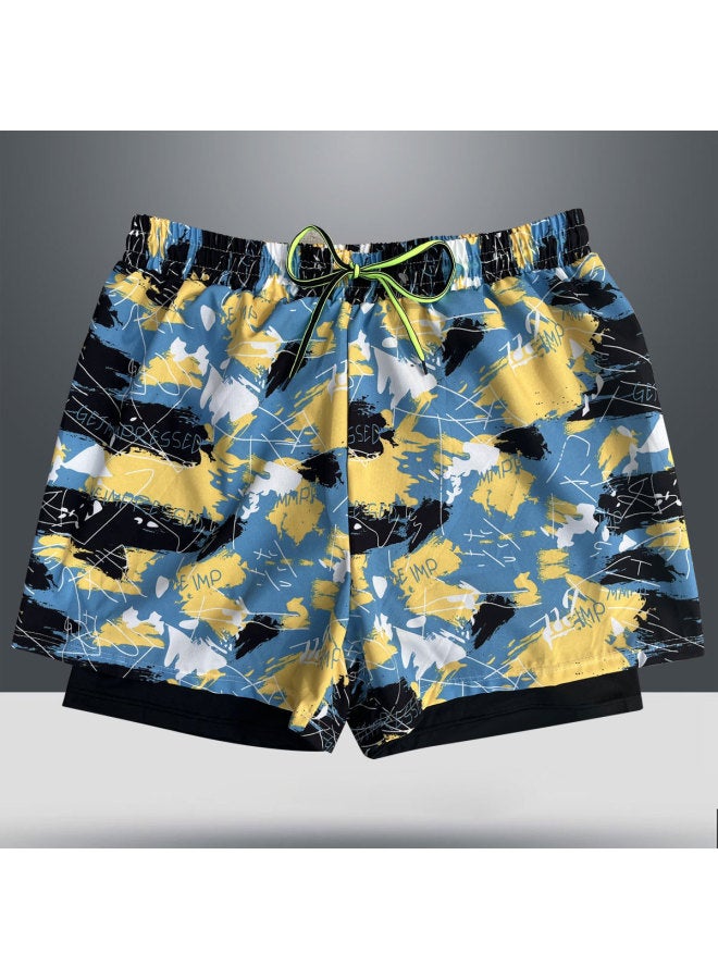 Loquat Herun Swimming Trunks Men's 2023 Anti-embarrassment Boys Plus Size Swimming Equipment Full Set Hot Spring Beach Swimming Trunks-Color:Yellow- - Image 1