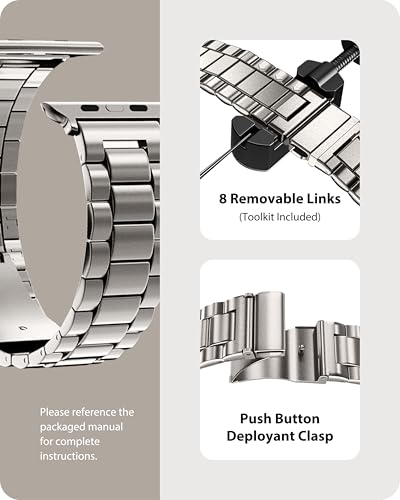 Fullmosa Metal Band Compatible with Apple Watch Bands 41mm 40mm 38mm, iWatch Band with Case for Apple Watch Series 9 8 7 6 5 4 3 2 1 SE3/2/1, Starlight - Image 4