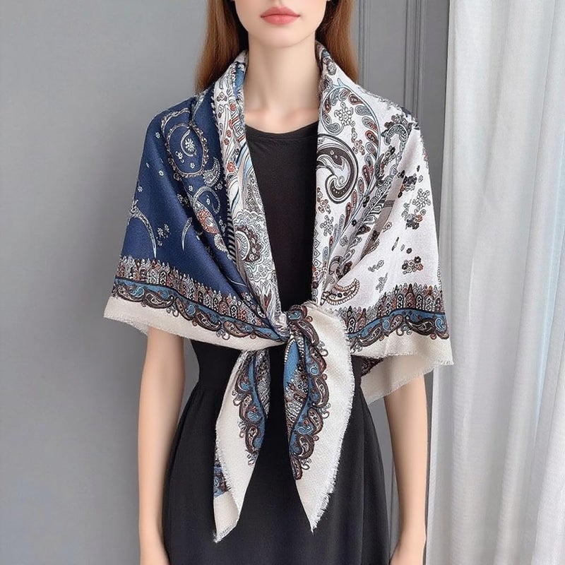 K-Elewon Large Square Scarf 51" Cotton and Linen Scarf Fashion Scarves Hair Wrapping Scarfs Neck Scarves for Women H23-02 - Image 4