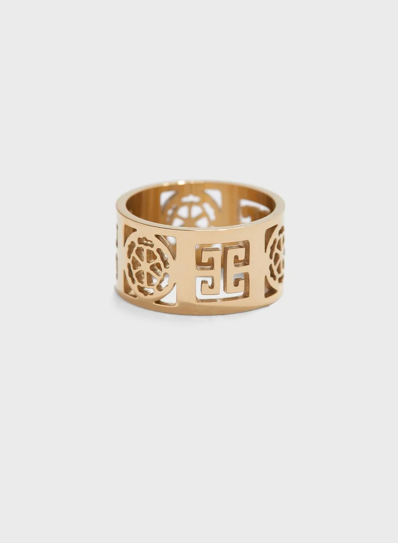 GUESS Greek Peony Band Ring