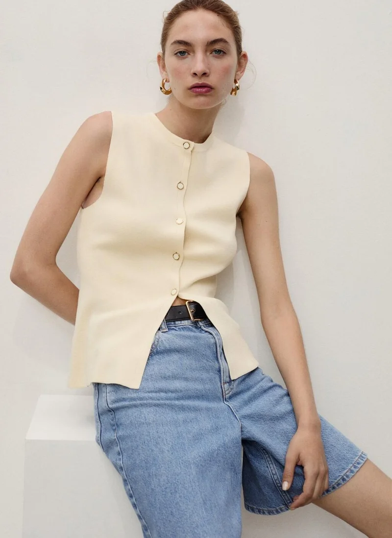 MANGO High-waist straight-fit denim shorts