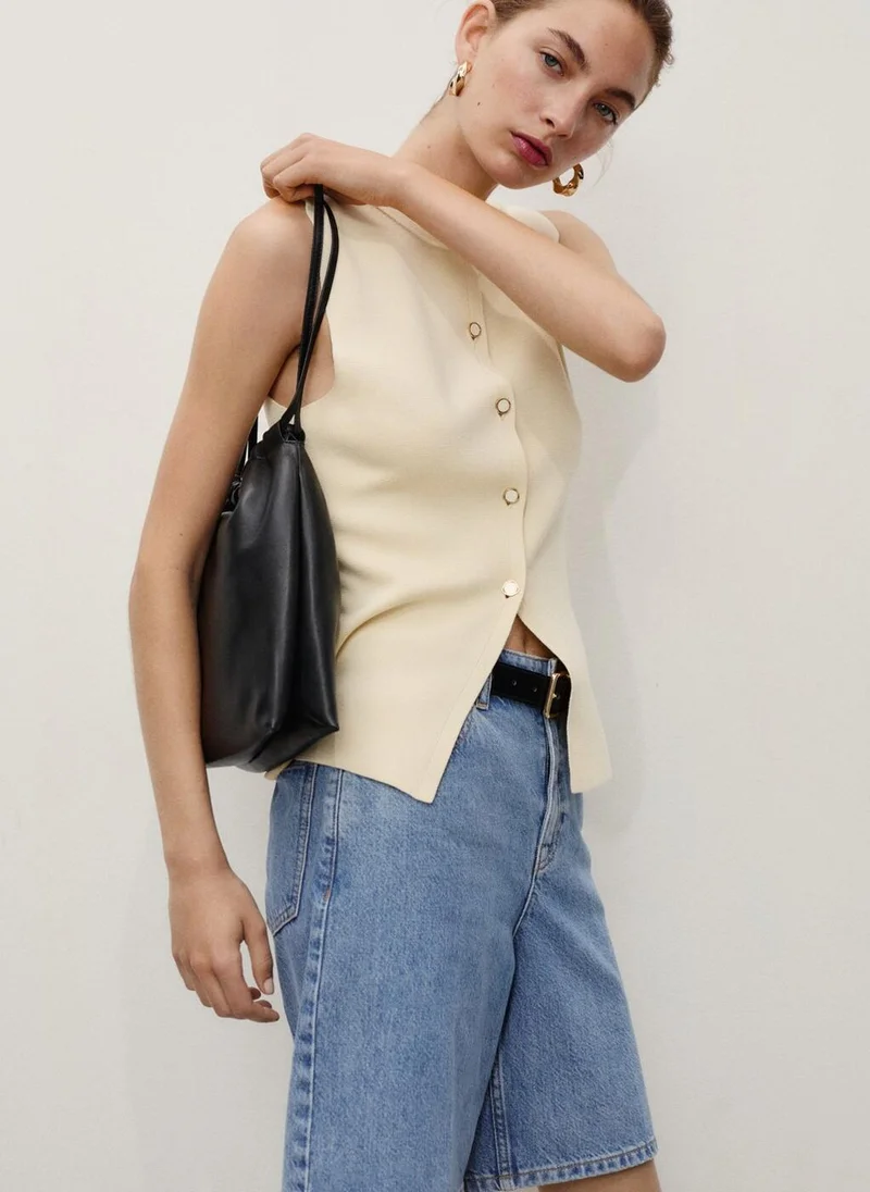 MANGO High-waist straight-fit denim shorts