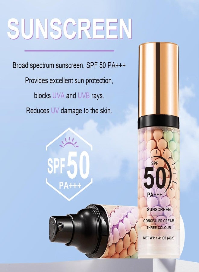 LemonSac 2PCS 3 In 1 Primer for Face Before Makeup With Powder Puff,SPF 50, Sunscreen One Step Color Corrector Face Isolation Cream With, Blurs Imperfections Oil Control & Moisturizing Skin Tone Correcting - Image 3