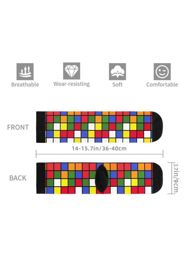 YISHOW Colorful Cube Grid Crew Socks Funny Novelty Socks Gifts - Image 3