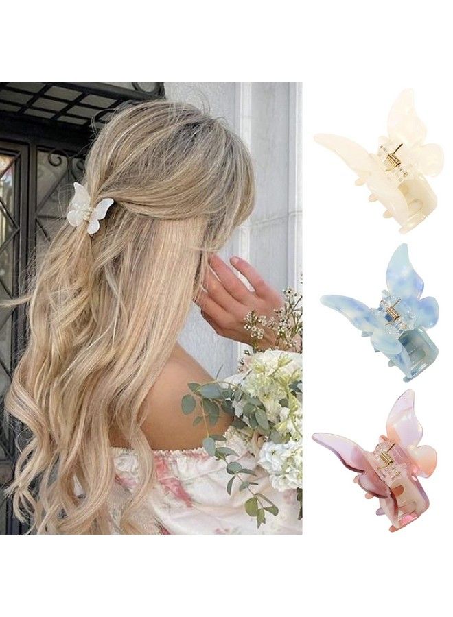 NAISIER Butterfly Hair Clips Tortoise Shell Hair Claw Clips Jaw Clips 2.3 Inch Girls Butterfly Hair Claw Clips，Beautiful Butterfly Hair Clips Hair Accessories For Women Girls.(Mixed Color 3 Pack)  - Image 2