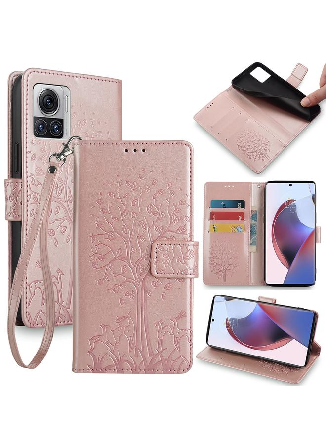 S-TOP Case For Motorola Moto X30 Pro 5G Tree & Deer Embossed Leather Phone Case - Image 1