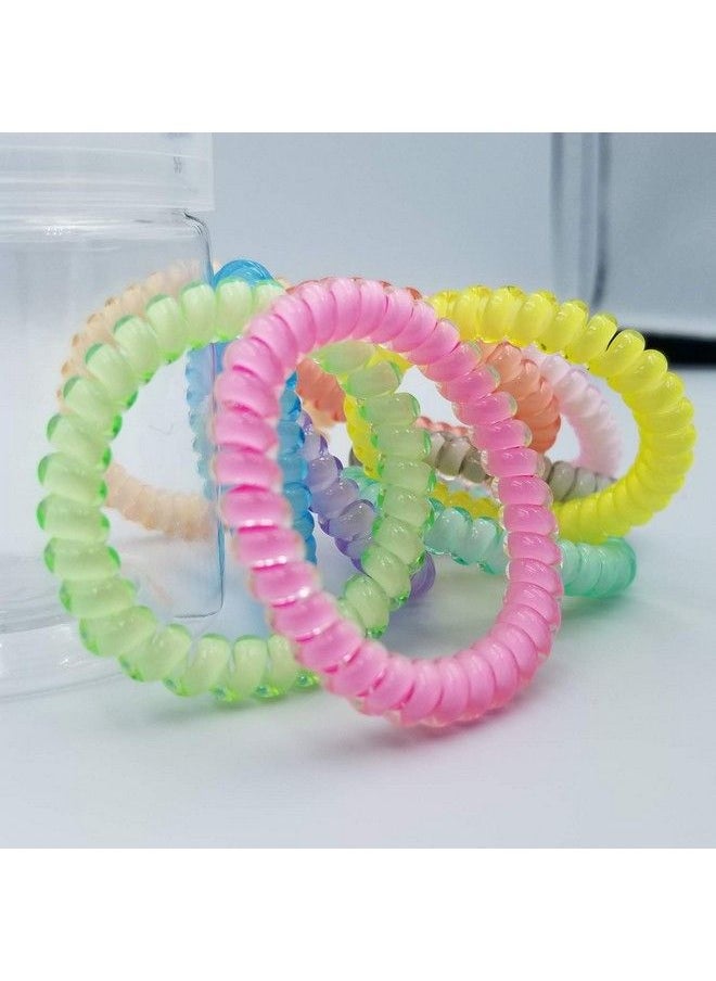 FOK 4 Pcs Spiral Transparent Elastic Hair Tie Rubber Bands For Girls And Women Random Color  - Image 2