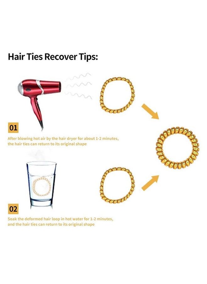 FOK 4 Pcs Spiral Transparent Elastic Hair Tie Rubber Bands For Girls And Women Random Color  - Image 4
