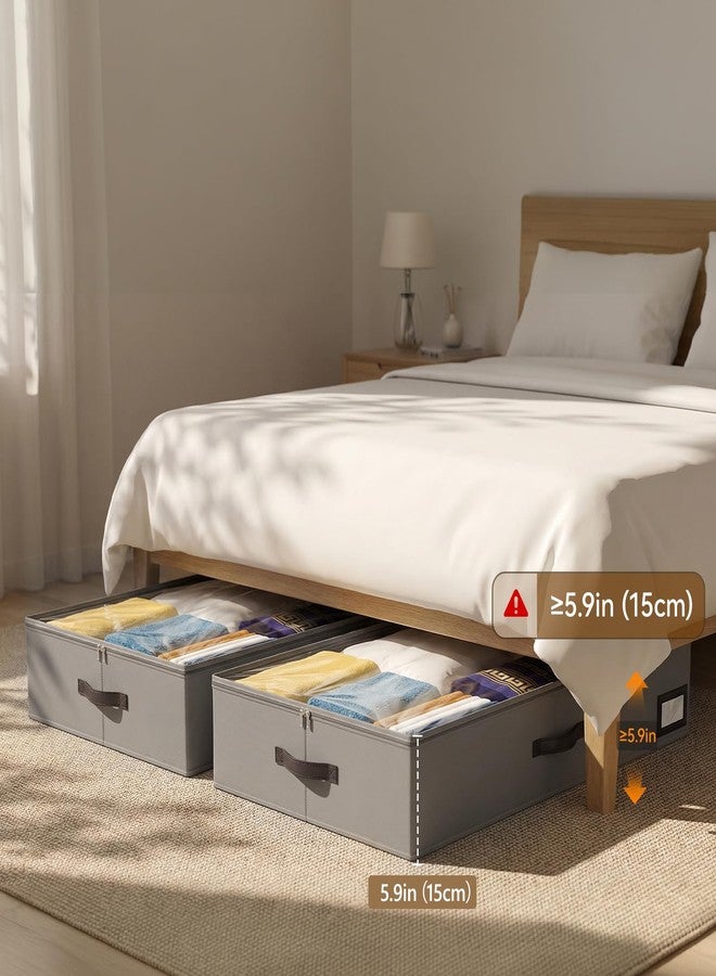OIAHOMY 2 Pack Under Bed Storage with 4 Compression Bags, Underbed Organizers for Bedroom & Closet, Fits Beds Higher than 5.9", Space-Saving for Seasonal Clothes, Blankets & Shoes - Grey - Image 2