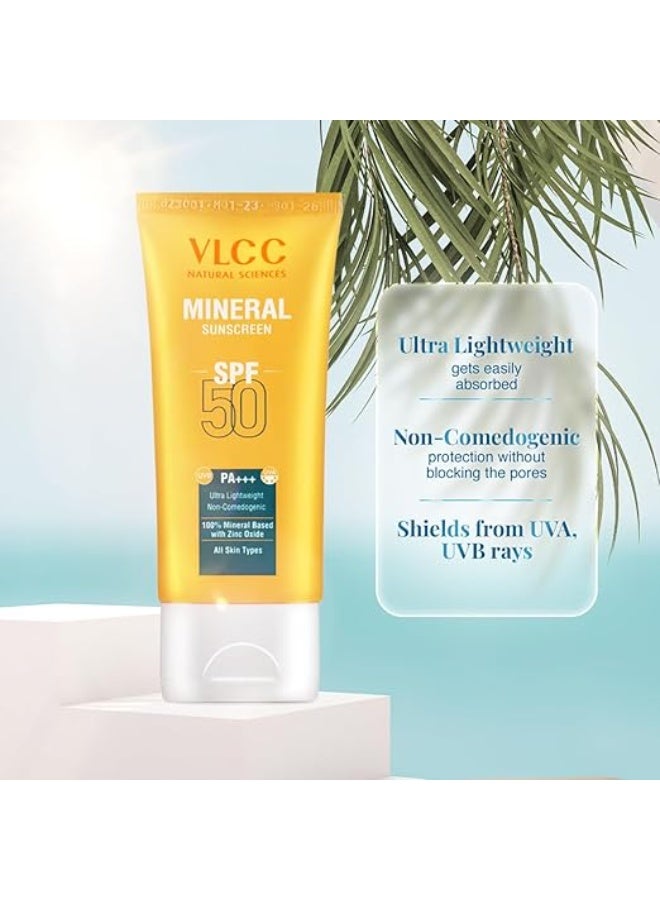 VLCC Mineral Sunscreen Spf 50 Pa+++ - 50G, Ultra Lightweight, And Non-Comedogenic, Sun Protection From Uva & Uvb Rays, 100% Mineral Based With Zinc Oxide. - All - Image 3
