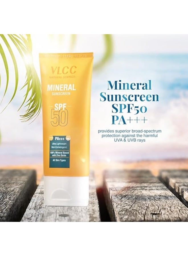 VLCC Mineral Sunscreen Spf 50 Pa+++ - 50G, Ultra Lightweight, And Non-Comedogenic, Sun Protection From Uva & Uvb Rays, 100% Mineral Based With Zinc Oxide. - All - Image 2