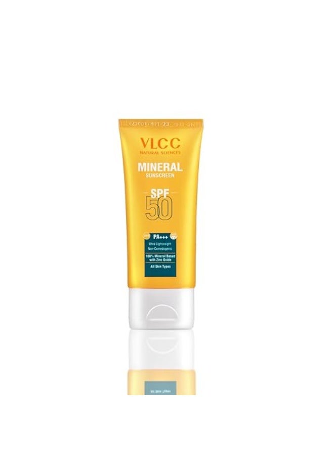 VLCC Mineral Sunscreen Spf 50 Pa+++ - 50G, Ultra Lightweight, And Non-Comedogenic, Sun Protection From Uva & Uvb Rays, 100% Mineral Based With Zinc Oxide. - All - Image 1