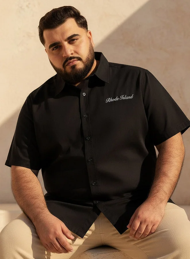 ماكسيم Men Regular Fit Collared Rhode Island Print Short Sleeves Shirt