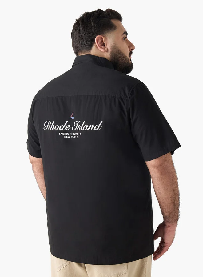 ماكسيم Men Regular Fit Collared Rhode Island Print Short Sleeves Shirt