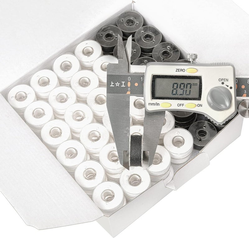 New brothread 144pcs Type L Size (SA155)(96White+48Black) Prewound Bobbin Thread Plastic Side for Commercial & Home Embroidery and Sewing Machine-90 weight Cottonized Soft Feel Polyester Sewing Thread - Image 4