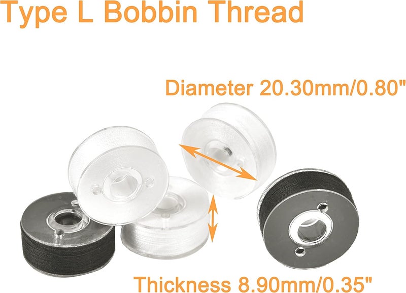 New brothread 144pcs Type L Size (SA155)(96White+48Black) Prewound Bobbin Thread Plastic Side for Commercial & Home Embroidery and Sewing Machine-90 weight Cottonized Soft Feel Polyester Sewing Thread - Image 3
