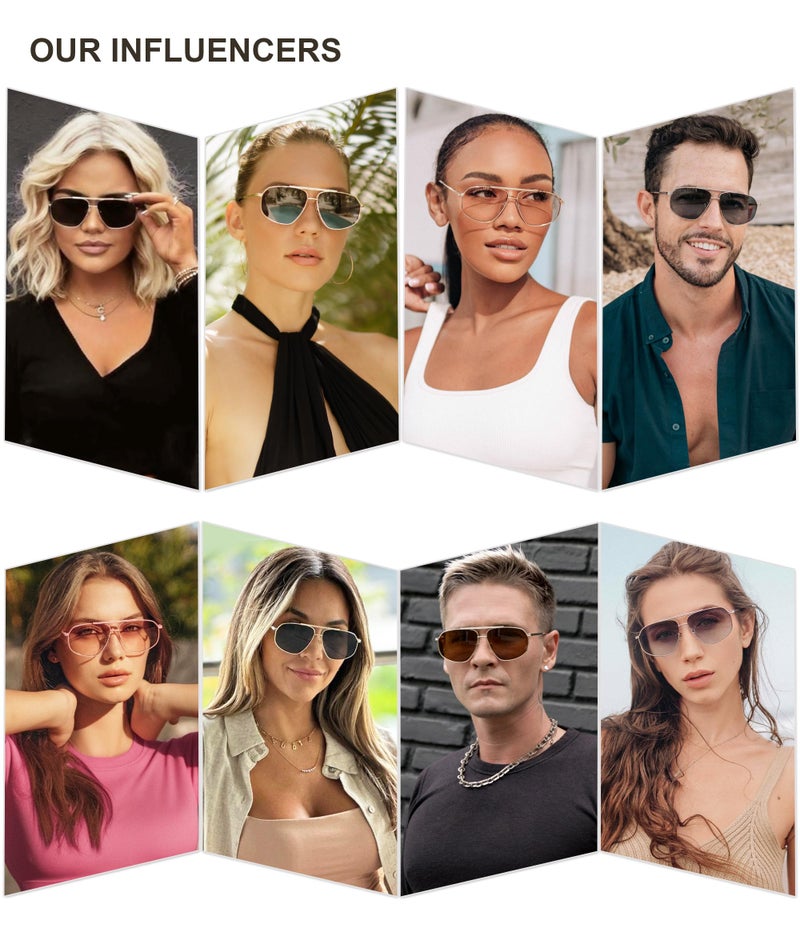 SOJOS Classic Retro Aviator Sunglasses for Women Men Vintage Hexagonal Metal Frame UV400 Lenses SJ1200, Black/Yellow Tint - Image 3