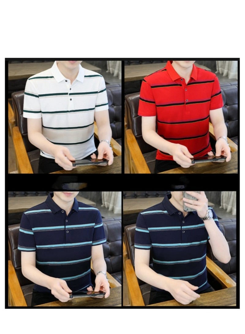 Men's Pure Cotton Short Sleeved T-shirt Casual POLO Shirt  - Image 3