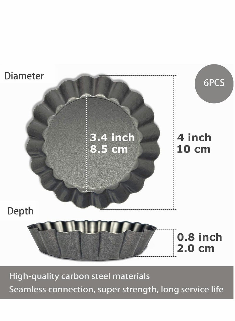 6 Pack Mini Tart Pans 4 Inch with Removable Bottom Round Nonstick Quiche Pan Heavy Duty Fluted Side for Pies Mousse Cakes Dessert Baking 4 Inch 6pcs - Image 5