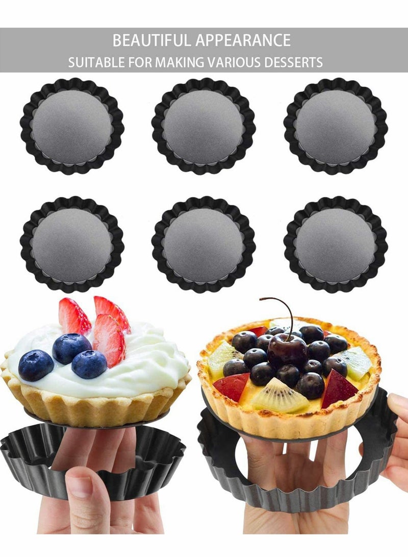 6 Pack Mini Tart Pans 4 Inch with Removable Bottom Round Nonstick Quiche Pan Heavy Duty Fluted Side for Pies Mousse Cakes Dessert Baking 4 Inch 6pcs - Image 3