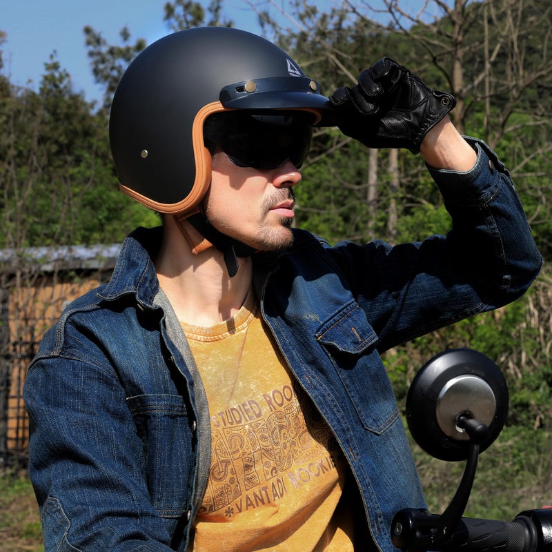 TRIANGLE 3/4 Motorcycle Helmet,Retro Open Face Adults Helmets with Visor,Half Face Moped Helmet for Men & Women,DOT Approved Helmets for Cruiser Scooter(M) - Image 4