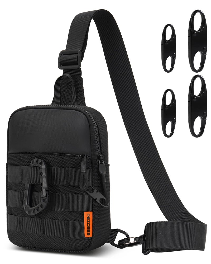 Peicees Small Anti Theft Sling Bag for Men, Tactical Inspired Waterproof Utility EDC Mini Crossbody Chest Bag for Travel Work Sport (Black) - Image 1