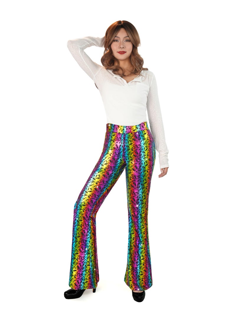 Nawgut Sequin Flare Pants Sparkly Glitter High Waisted Bell Bottoms Leggings Party Disco Clubwear for Women-Small - Image 3