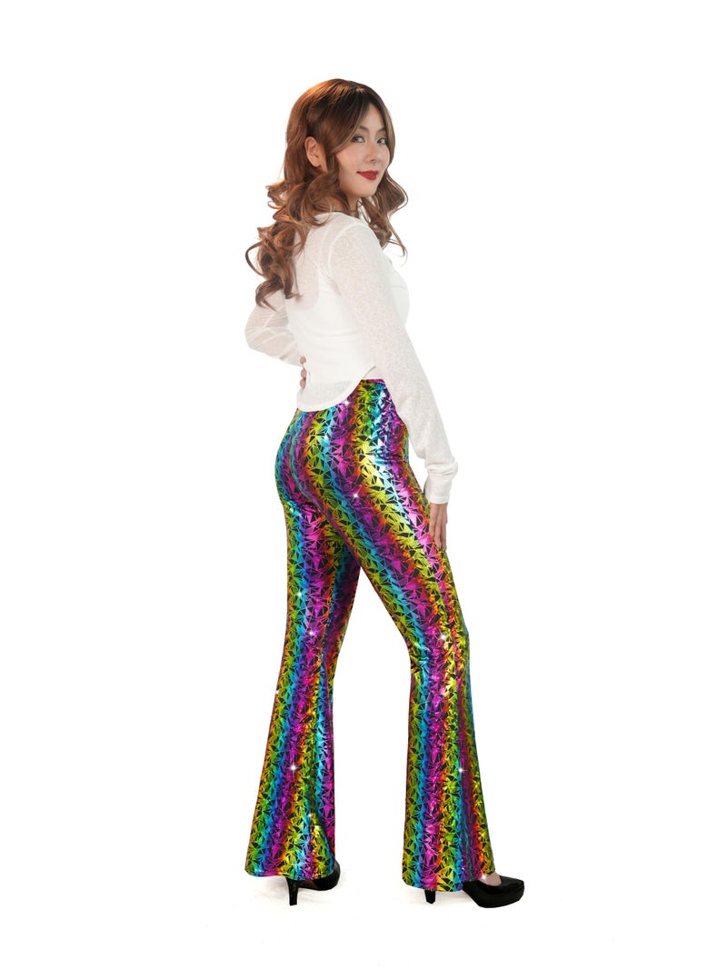 Nawgut Sequin Flare Pants Sparkly Glitter High Waisted Bell Bottoms Leggings Party Disco Clubwear for Women-Small - Image 2