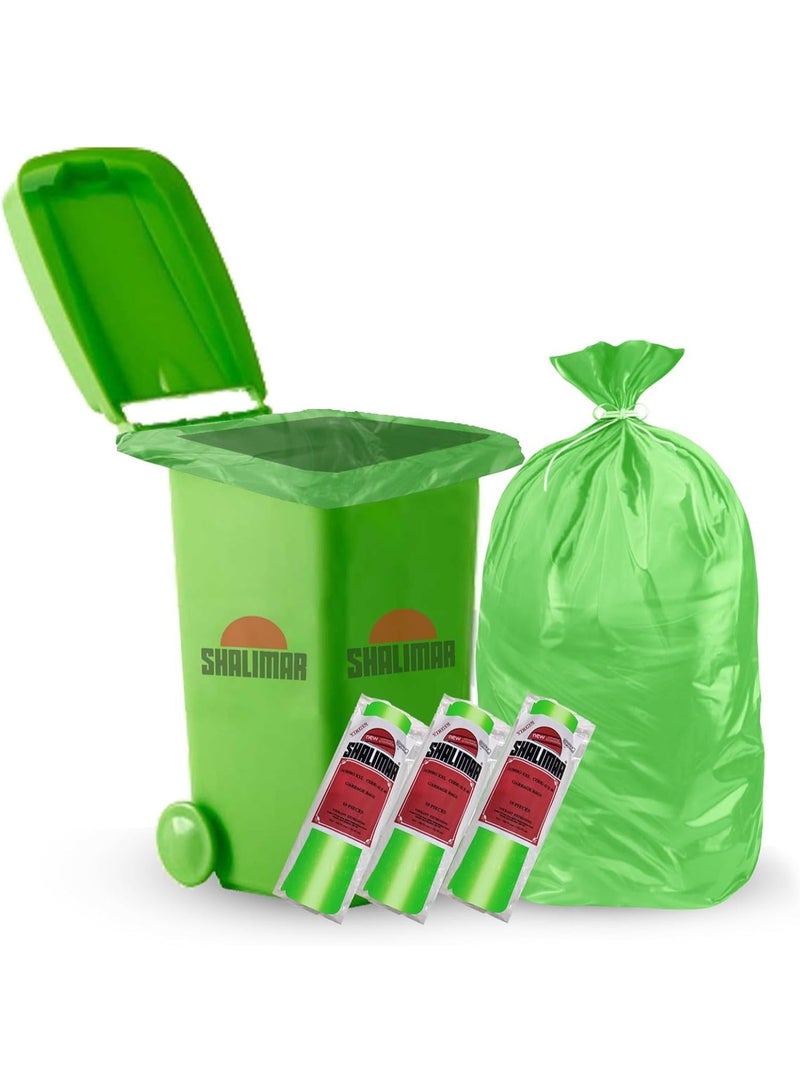 شاليمار بريميوم OXO - شاليمار القابل للتحلل الحيوي 30 قطعة - كيس قمامة ثقيل بسعة 65 جالون، 107x122 – سلة قمامة/أكياس قمامة/نفايات مضادة للتسرب – تتسع لصناديق 60 إلى 65 جالون – خضراء - Image 1