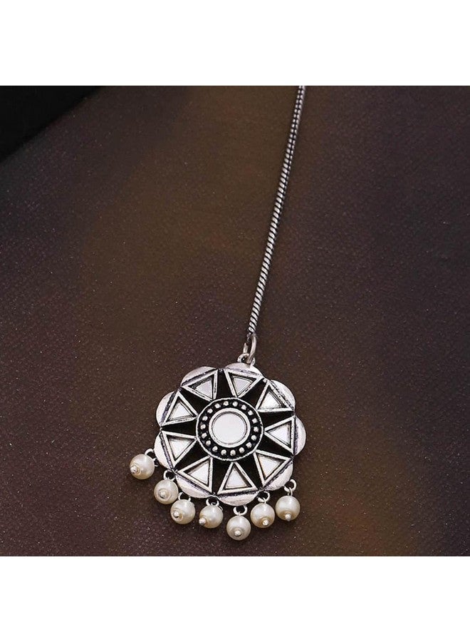 VOYLLA Amaira Spokes and Wheels Maang Tika|Oxidised Maangtika For Women|EveryDay|Festive|Wedding|Gift For Women| - Image 2