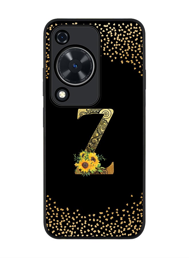 Stylizedd Rugged Black edge case for Huawei nova Y72 / Huawei Enjoy 70 4G,Slim fit Cover Custom Monogram Initial Letter Floral Pattern Alphabet - Z (Black) - Image 1