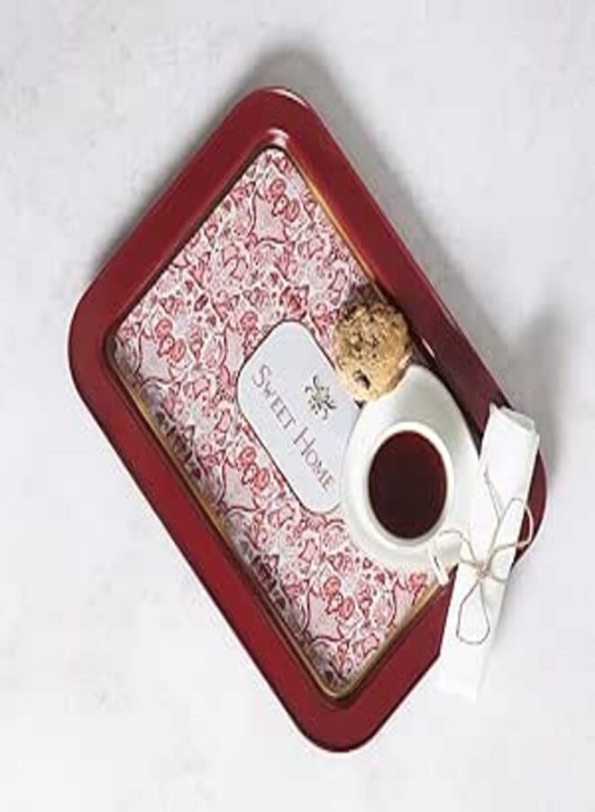Karaca Whitney Red Metal Rectangular Tray 31x43 cm