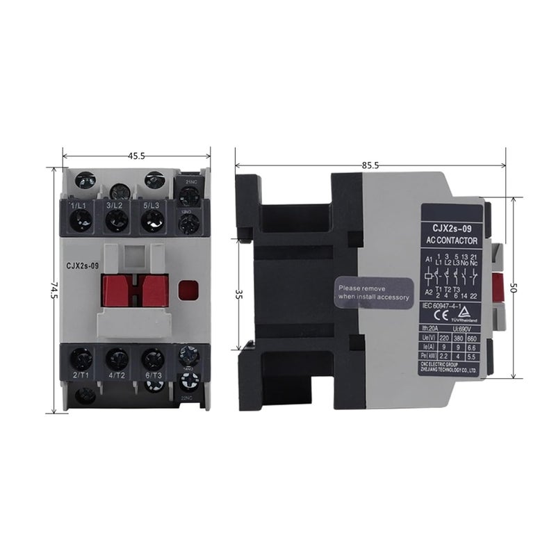 CJX2S 3 مرحلة 3 قطب تيار متردد 25A 220V ملف 1NO 1NC IEC 60947 4 1 - Image 3